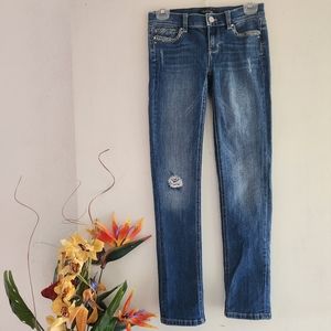 White House Black Market Blue Denim Size 00R EUC Slim Ankle Jeans